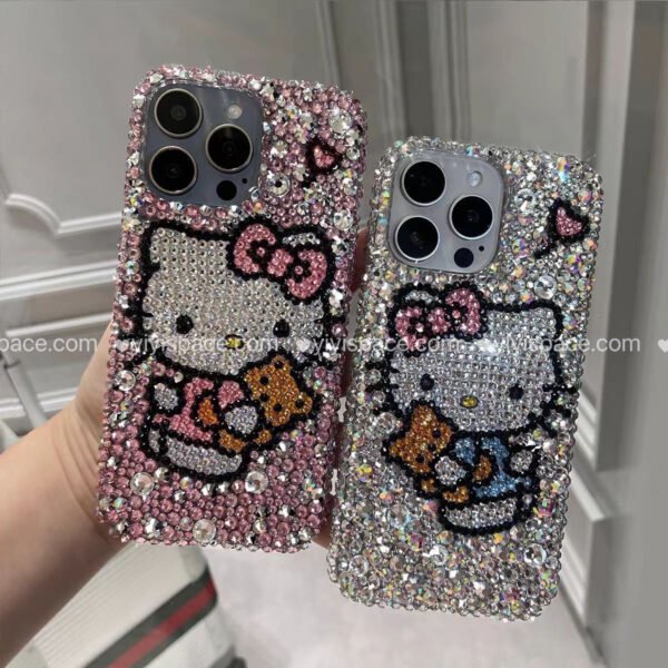 Handmade KT&BEAR full flash drill phone case(Can be customized)